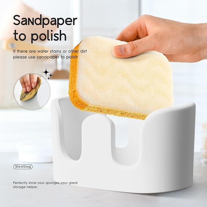 Double Sponge Holder, 2 Slot Diatomite Stone Sponge Holder, Absorbent Sponge - Image 4