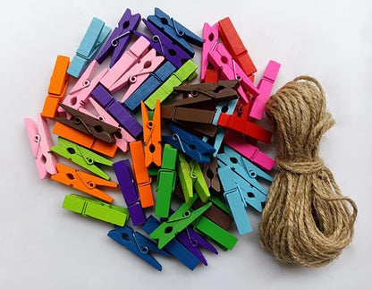 Durreus Colorful Small Clothes Pins Photos String Display by Unknown