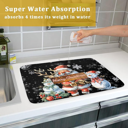 Christmas Santa Snowman Dish Drying Mats - Image 7