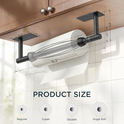 FORIOUS Paper Towel Holder Under Cabinet, Single Hand Operable - Image 7