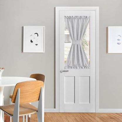 NICETOWN Linen Door Curtains 40 Inches Long, Dual Rod Pocket Semi Sheer by NICETOWN