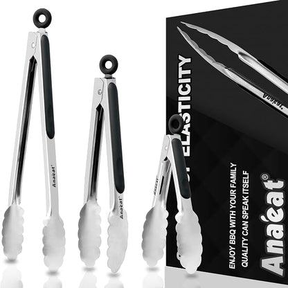 Anaeat Premium Kitchen Locking Tong Set of 3 by Anaeat