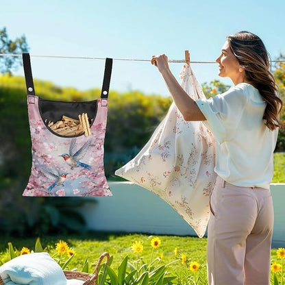 2 Pcs Pin Bag, Hummingbird Print Clothes Pin Hanging Bag Clothespin Storage - Image 2