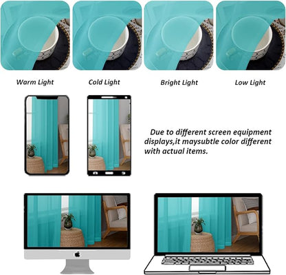 Chyhomenyc Turquoise Sheer Curtains 84 Inch Length 2 Panels, Light Filtering - Image 4