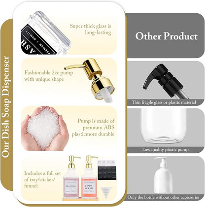 Glass Soap Dispenser with Pump, Countertop Soap and Lotion Dispenser Set of 2 - Image 7