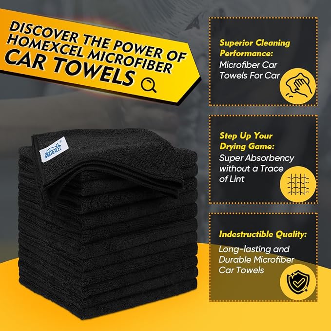 HOMEXCEL Microfiber Cleaning Cloth 20 Pack 11.5 x 11.5 inch Microfiber Towels - Image 2