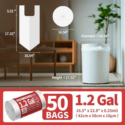 Small Trash Bags with Handles 5 Gallon 50 Count White - Image 6