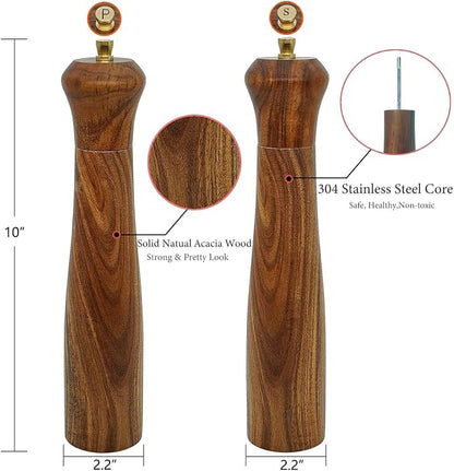 Wooden Salt and Pepper Grinder Set, Manual Salt and Pepper Mill, Acacia wood - Image 2