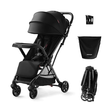 Momcozy ClickGo Lightweight Stroller, Compact Travel Stroller for Airplane with One-Click Fold, Baby Stroller and Toddler Stroller with Large Canopy for Kids from 0 Months, Extendable UPF50+ Canopy