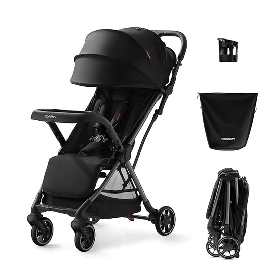 Momcozy ClickGo Lightweight Stroller, Compact Travel Stroller for Airplane with One-Click Fold, Baby Stroller and Toddler Stroller with Large Canopy for Kids from 0 Months, Extendable UPF50+ Canopy
