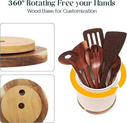 DOWAN 360° Rotating Extra Large Cooking Utensil Holder, 7.6" Kitchen Utensil - Image 3