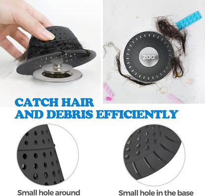 zaa Bathtub Drain Hair Catcher, 2 Pack Silicone Collapsible Bathtub Drain Cover - Image 4