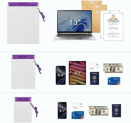 HEETA 5-Pack Clear Waterproof Dry Bag, Water Tight Cases Pouch Dry Bags for Camera Mobile Phone Maps, Kayaking Boating Document Holder