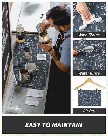 AMOAMI Coffee Mat Hide Stain Rubber Backed Absorbent Dish Drying Mat - Image 2