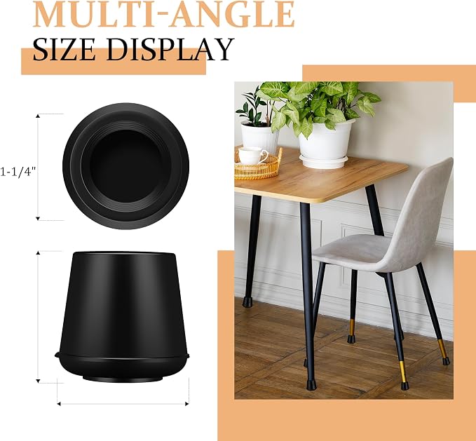 1-1/4” Round Rubber Chair Leg Tips Caps, Chair Leg Floor Protectors Furniture - Image 2