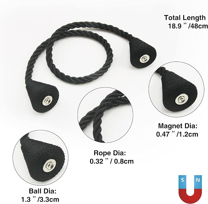 4 Pack Magnetic Curtain Tiebacks Rope Modern Handmade Curtain Tie Backs - Image 3