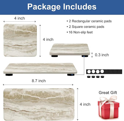 Set of 4 Drying Stone for Kitchen Counter Soap Tray Ceramic Bathroom Sink Trays - Image 6