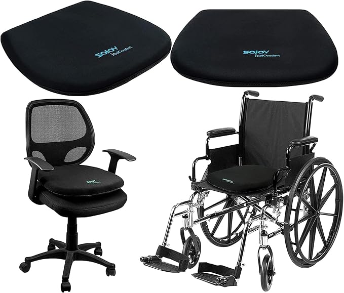 Sojoy Coccyx Gel Seat Cushion- Orthopedic Memory Foam Chair Cushions for Home Kitchen Office Desk Car Truck Airplane (Black)