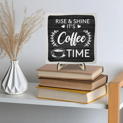 Coffee Bar Sign Plaque Decor, Coffee Bar Accessories, Rustic Wooden Tabletop - Image 8
