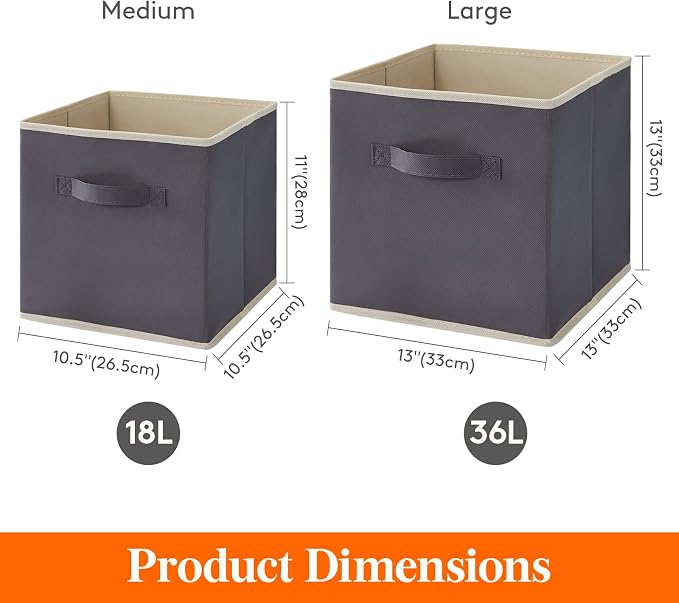 Lifewit Collapsible Fabric Storage Cubes Bins Set 11 Inch, Foldable Cubby - Image 2
