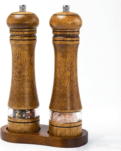 Wooden Salt and Pepper Grinder Set, Premium Oak Wood Salt Grinders Shakers by MJINGMEI
