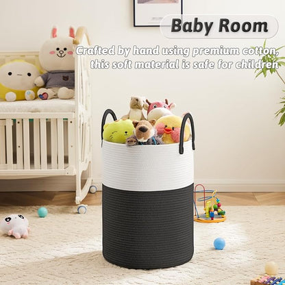 Laundry Basket, Woven Cotton Rope Laundry Hamper, 100L - Image 3