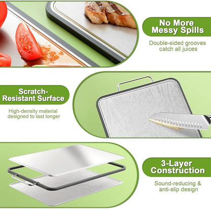 Stainless Steel Cutting Board for Kitchen, Double Sided Defrosting Tray - Image 5