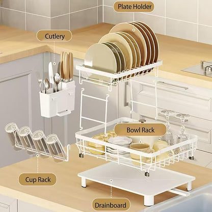 Dish Drying Rack, Space Saving & Durable, Rust-Proof Large 2 Tier Stainless - Image 4