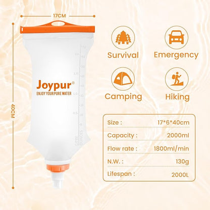 Gravity Water Filter Camping-2000ml Survival Water Filtration System,Portable Water Purifier for Travel,Backpacking and Emergency Preparedness,with Ultrafiltration Membrane (0.01 Micron)