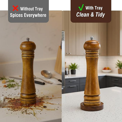 Wood Salt and Pepper Grinder, Salt Grinder and Pepper Mill, Oak Wood Shakers - Image 2