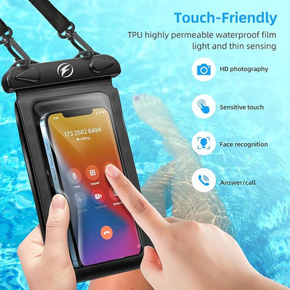 Waterproof Phone Pouch [3-Pack] Double Space Waterproof Phone Case with Adjustable Lanyard Water proof Cell Phone Pouch for iPhone IPX8 Underwater Phone Cases Phone Dry Bag for Vacation Beach Swimming