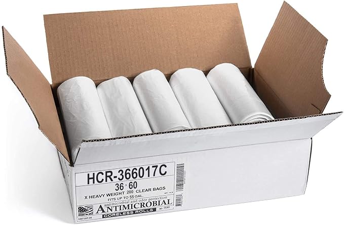 Aluf Plastics High Density Trash Bags, 55 Gallon, 17 Micron, - Image 2