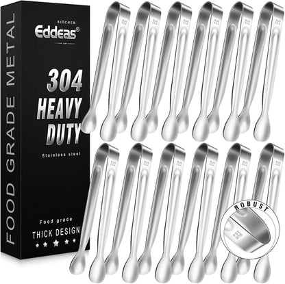 12 PCS Mini Serving Tongs, 6 Inch Small Sugar Tongs, Stainless steel Small by Eddeas