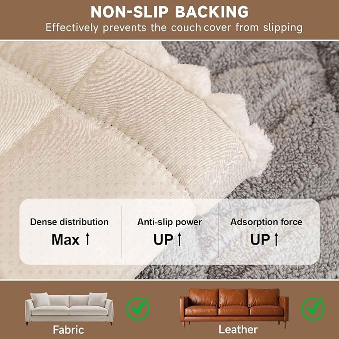 OTOB Pet Couch Covers for 3 Cushion Couch Sofa, Washable & Non Slip Fuzzy Plush - Image 7