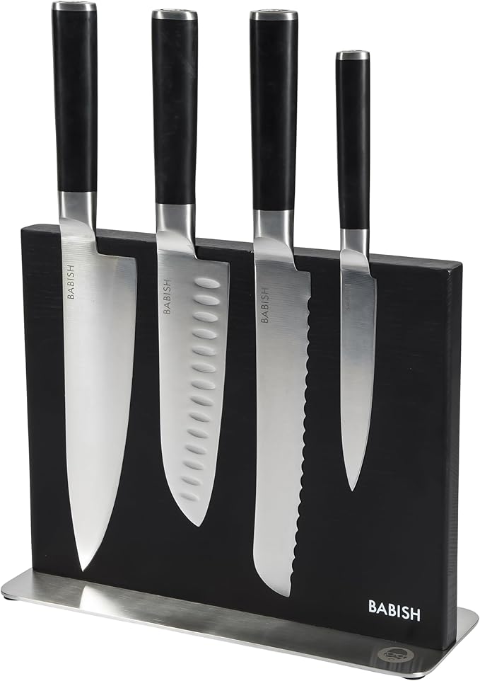 Babish 5-Piece Magnetic Forged Kitchen Knife Block Set – 1.4116 German Steel by Babish
