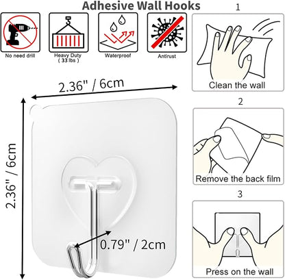 DGYB 30 Pcs Clear Adhesive Hooks - Image 6