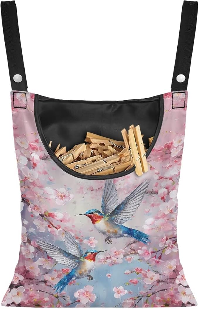 Pin Bag, Hummingbird Print Clothes Pin Hanging Bag Clothespin Storage Organizer by Unknown