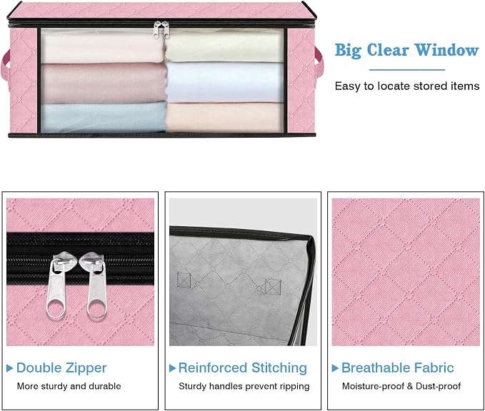 HomeHacks Storage 4-Pack Clothes Organizer Storage Bags Foldable Storage Box - Image 4