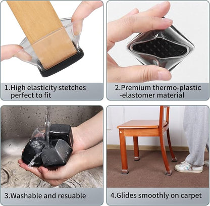 Ezprotekt 8 Pcs Large Clear Chair Leg Sliders - Image 6