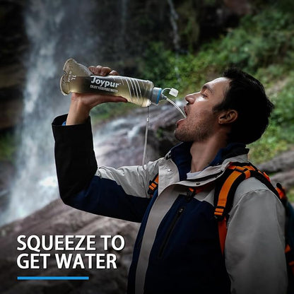 Collapsible Squeeze Water Filter Bottle - 1000ml with Filter with NSF/FDA Certification Befree or Peak Series replacement for Hiking,Running,Camping,Travel,Cycling,Fishing,BPA-Free(Gray)
