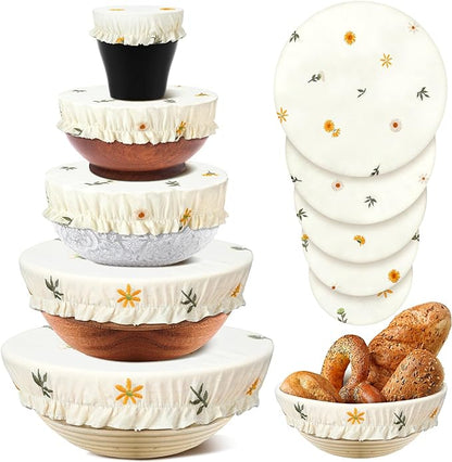 Patelai 10 Pcs Bowl Covers Reusable in 5 Size Stretch Cloth Fabric Elastic Food by Patelai