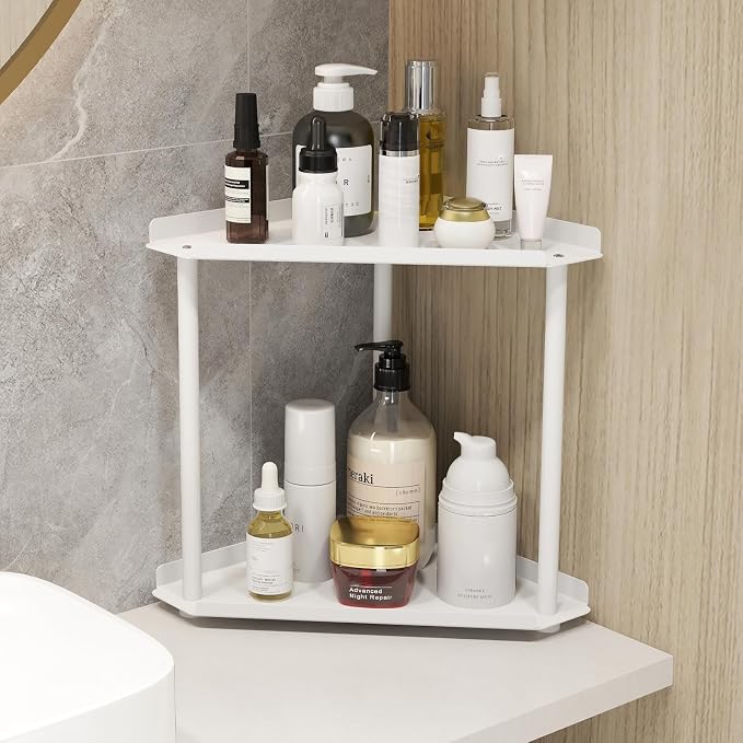 Jesginboo 2 Tier Bathroom Counter Organizer, Vanity Organizer Corner Shelf - Image 2