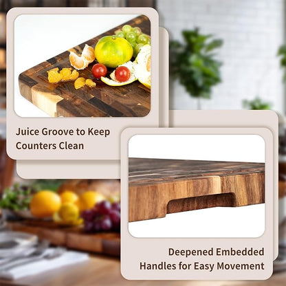 Utoplike Large Acacia Cutting Board 22 x 16 inch, End Grain Largest Wooden - Image 6