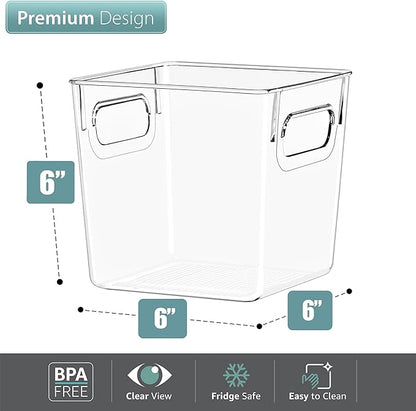 Sorbus 8 Pack Small Clear Plastic Storage Bins, Refrigerator, Under Sink - Image 2