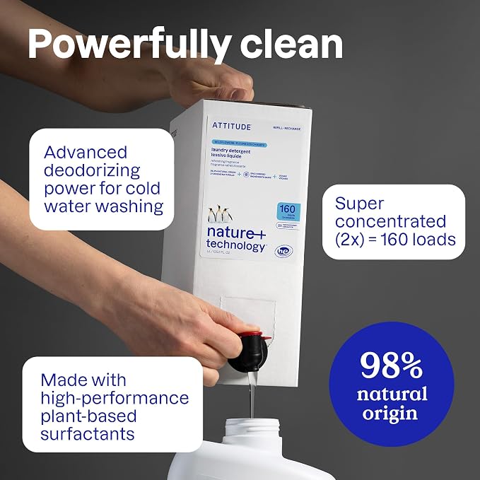 ATTITUDE Liquid Laundry Detergent Refill, EWG Verified, HE Compatible, - Image 4