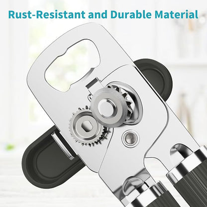 Ultrean Manual Can Opener Bottle Opener, Heavy Duty Stainless Steel Smooth Edge - Image 3