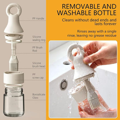 2-in-1 Oil Brush Bottle with Silicone Brush Head, Borosilicate Glass Oil - Image 3
