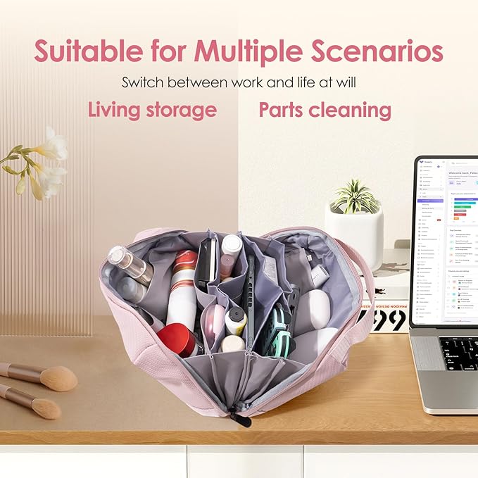 LENTION Electronics Organizer Bag Cable Tech Pouch for Electronic Accessories, Cable Organizer, Scratch-Resistant, Shock Proof, Padded Bag for AirPods, Charger Power Bank, Phone, Cord (M372, Pink)