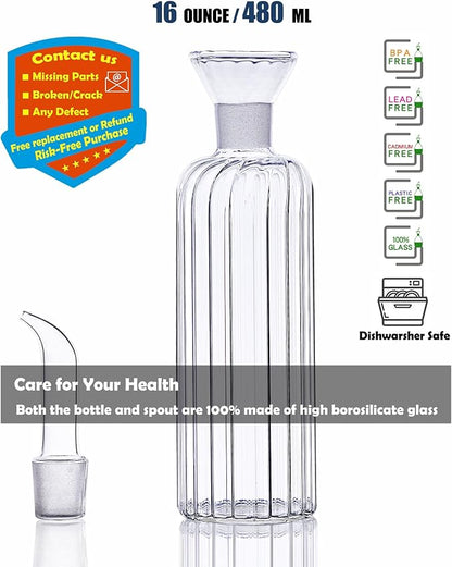 HAIZEEN 16 oz/480ml Non-Drip Olive Oil Dispenser Bottle 100% Glass Oil Carafe - Image 2