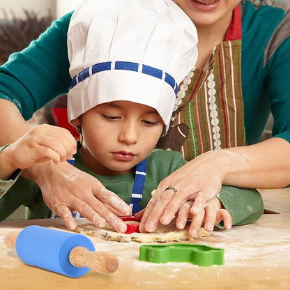 Mini Silicone Rolling Pin for Kids, Non-stick Surface Wood Handle, 9 Inch 6 Pack - Image 4